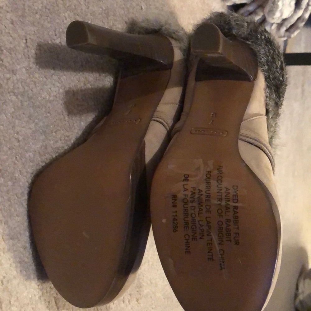 Coach Rabbit furred trim heeled booties - Picture 3 of 3